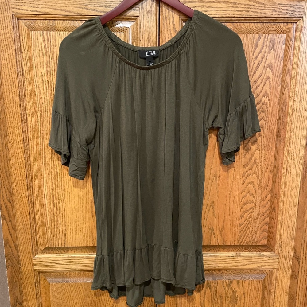 A.N.A. Soft, olive green top